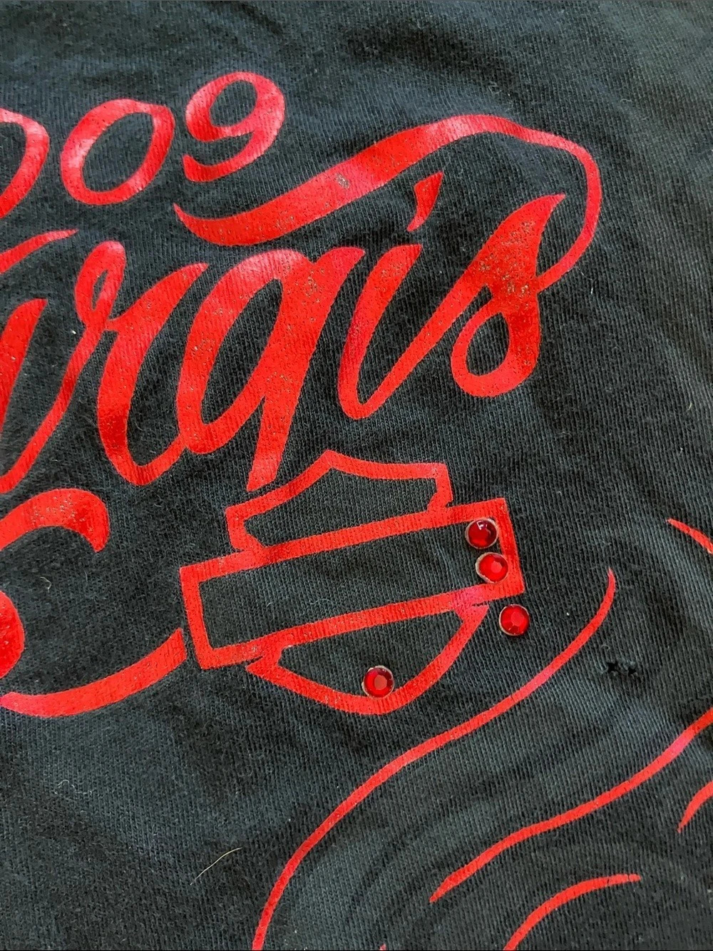 Harley-Davidson 2009 Sturgis Rally Deadwood Rhinestone T-Shirt Rally Rhinestone - Picture 5 of 6